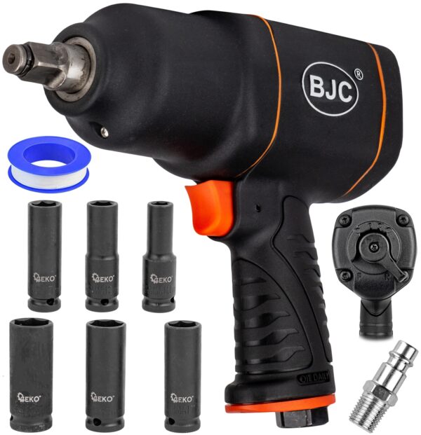 Zestaw klucz pneumatyczny udarowy do kół 1/2 1850 Nm + nasadki 10-21 mm. BJC