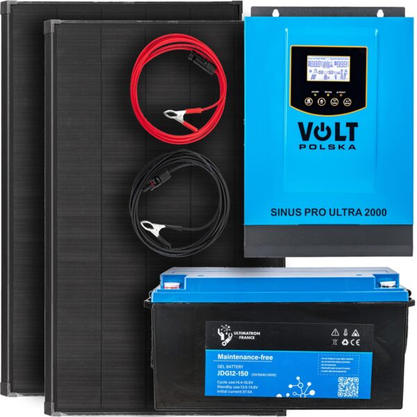 Zestaw solarny inwerter panel przetwornica 230V MPPT akumulator 150ah 2000W VOLT POLSKA