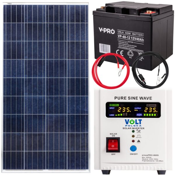Zestaw solarny bateria słoneczna 180W 40Ah (Panel, Przetwornica, Akumulator)