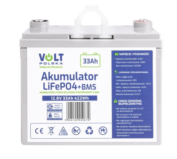 Akumulator. Li. Fe. Po4 33Ah 30A 12V BMS VOLT POLSKA