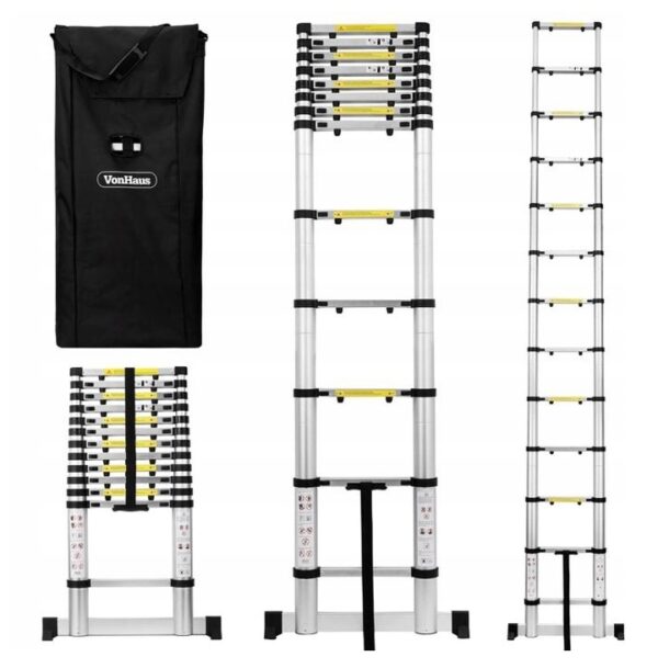Teleskopowa drabina aluminiowa 3,8m 13 stopni automatycznie składana. YATO