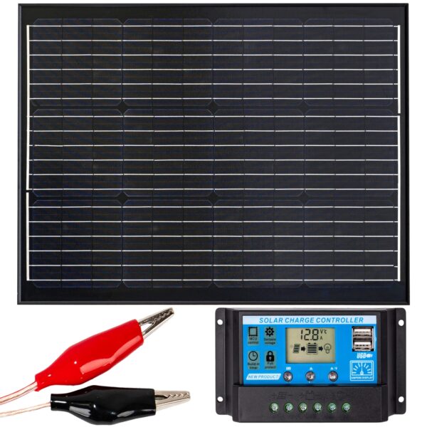 Zestaw solarny fotowoltaiczny 70W 12V BLACK (Panel solarny 70W, Regulator napięcia 10A) VOLT POLSKA