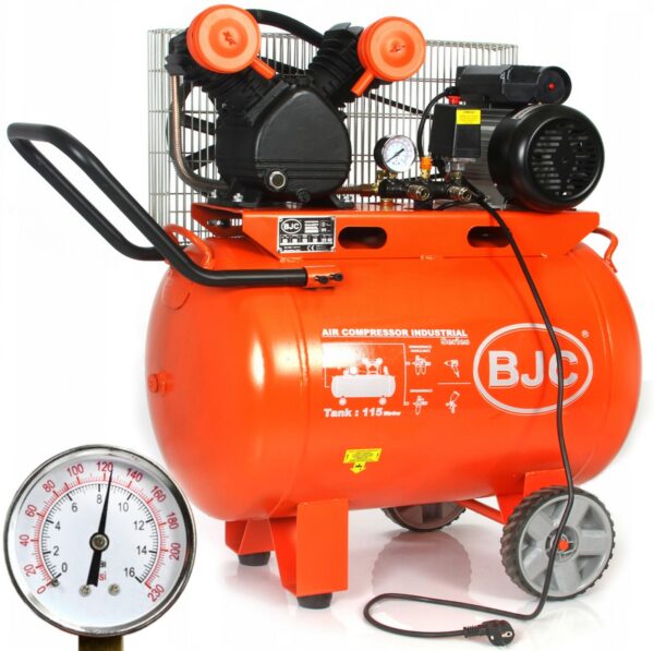 Kompresor olejowy 2-tłokowy ze zbiornikiem o pojemności 115l i mocy silnika 2,2Kw. BJC