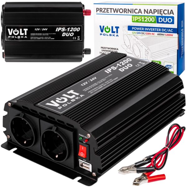 Przetwornica napięcia prądu. IPS-1200 DUO (12V-24V/230V/1200W) VOLT POLSKA