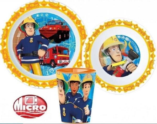 Zestaw naczyń obiadowy Fireman Sam Strażak new