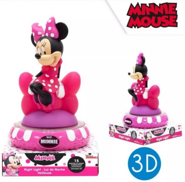 Lampka nocna Myszka Mini biurkowa figurka 3D LED Disney Minnie Mouse