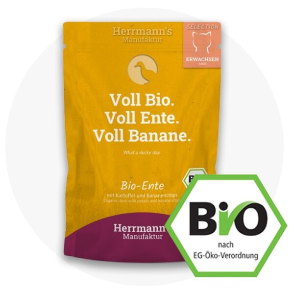 BIO Kaczka z bananem - kot 20 x saszetka 100g