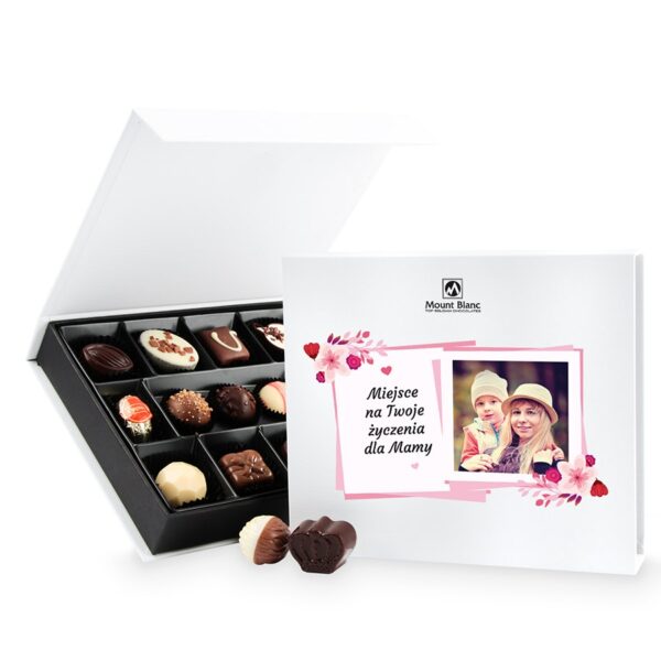 Czekoladki z okazji Dnia Matki Chocolate Box White Medium z Twoimi życzeniami i zdjęciem