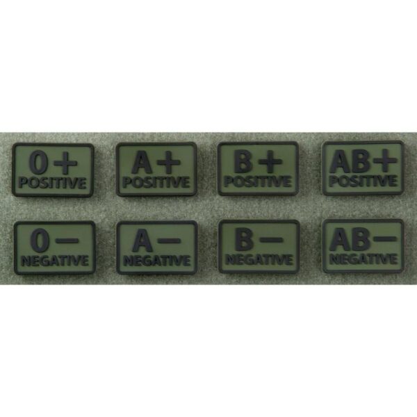 Emblemat Helikon GRUPA KRWI (komplet - 2szt.) - PVC - Olive Green - B/Rh- (OD-BLP-RB-02-N02)