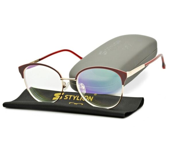 Damskie kocie okulary zerówki z antyrefleksem ST318 moc: 0.00 złoty/bordo