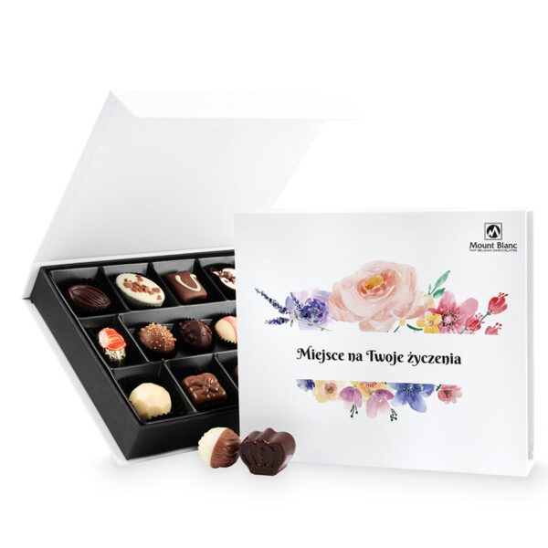 Czekoladki dla kobiety Chocolate Box Medium White z Twoimi życzeniami