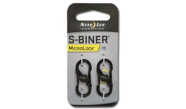 Karabińczyk Nite Ize Stalowy S-Biner MicroLock - Czarny - 2Pack - LSBM-01-2R3