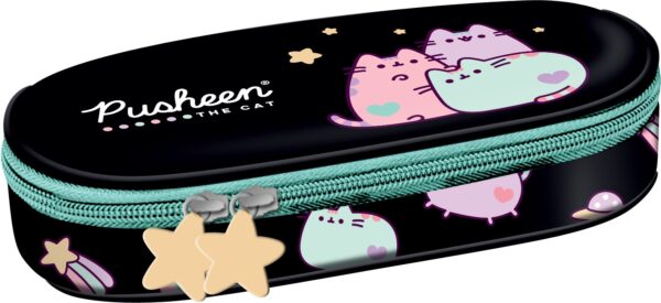 Piórnik saszetka wzmacniana z klapką czarny Pusheen pastel Bambino