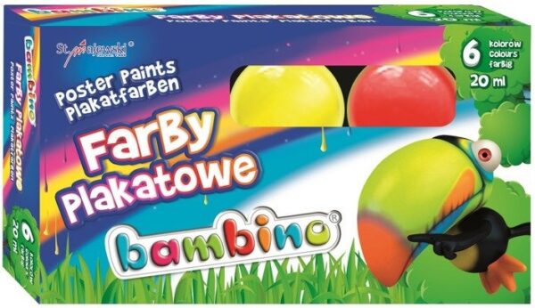 Farby plakatowe 6 kolorów 20ml Bambino