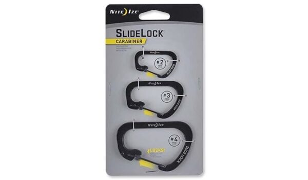 Karabinki Nite Ize SlideLock Carabiner Set #2, #3, #4 - Czarny - CSLC-01-R6