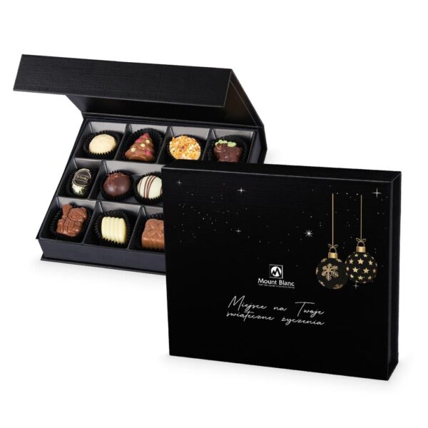 Czekoladki pod Choinkę Chocolate Box Medium Black z Twoimi życzeniami