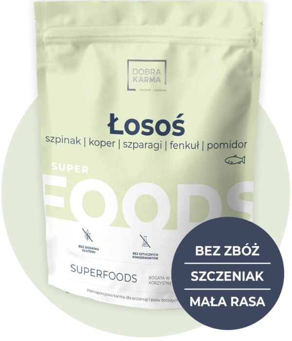 SUPERFOODS łosoś | szpinak | koper | szparagi | fenkuł | pomidor (mini) 8 kg (4 x 2 kg)