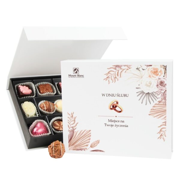 Prezent dla Nowożeńców Chocolate Box Medium White z Twoimi życzeniami