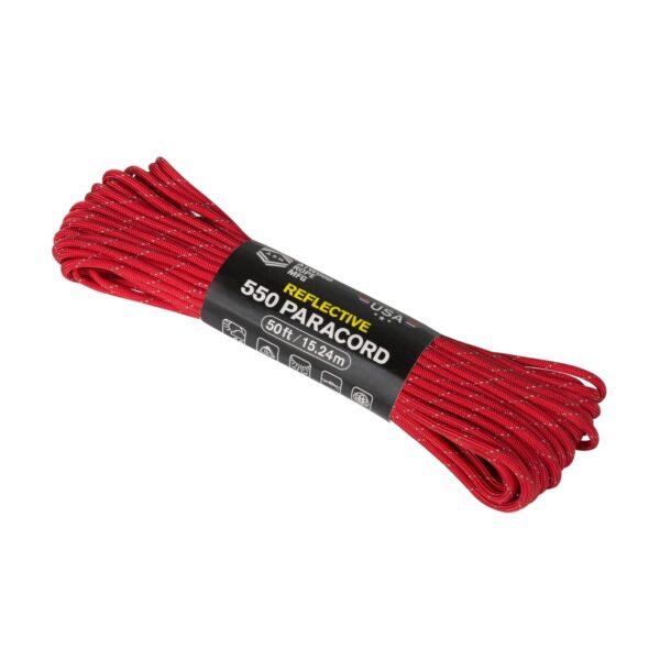 Linka Paracord 550 ATWOOD (3,4mm/15 m) Nylon REFLECTIVE czerwona (CD-PR5-NL-25)