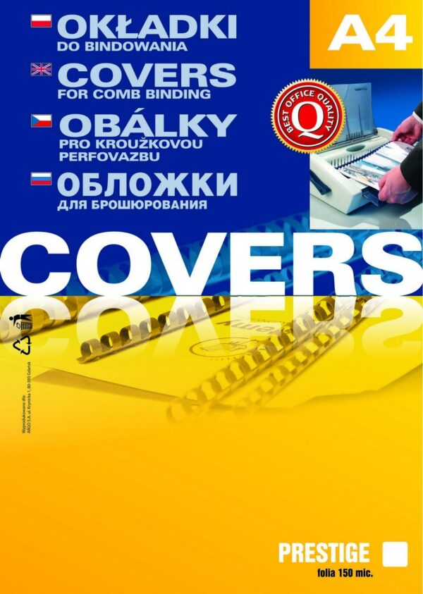 Folia do bindowania A4 przeźroczysta 150 mic Covers Prestige100 sztuk