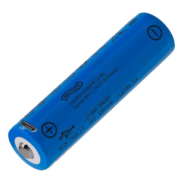 Akumulator Walther ICR (18650 3200 mAh 3,7 V) z ładowaniem USB (3.7157)