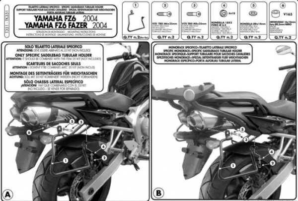 Kappa TK351 Stelaż sakw Yamaha Fz 6- Fz 600 Fazer (04-08)