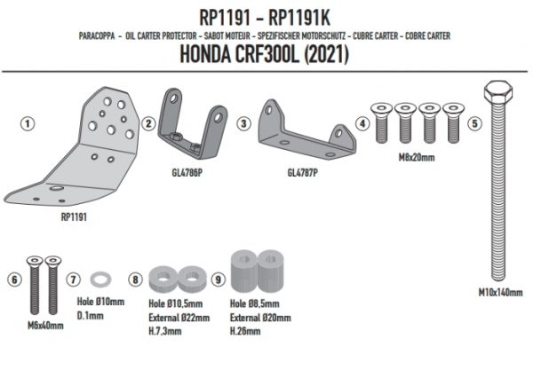 GIVI ALUMIN OSŁONA MISKI OLEJOWEJ  HONDA CRF 300 L