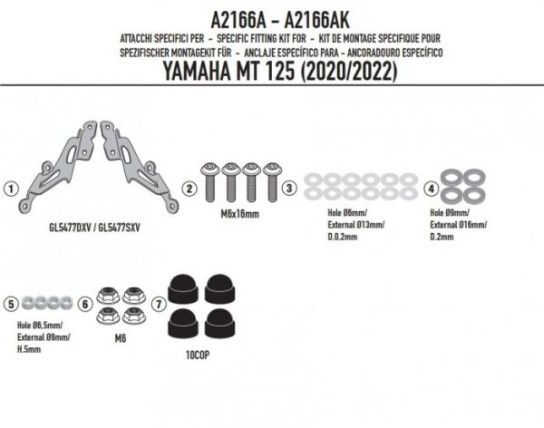 GIVI 2023 MOCOWANIE SZYBY 2166A YAMAHA MT 125 (20