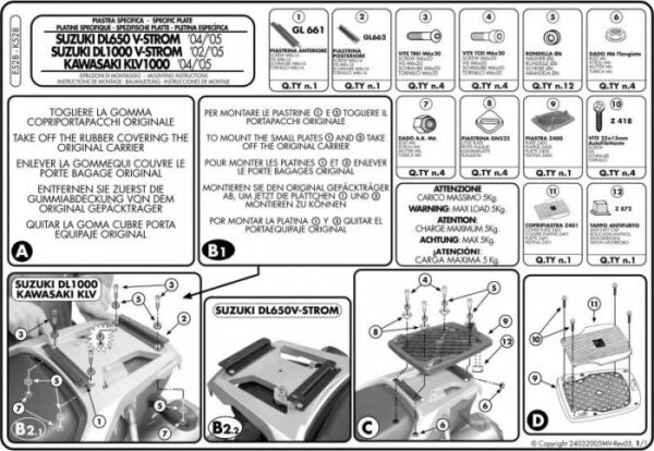 GIVI E528 ADAPTER Monokey DL650/1000 V-Strom