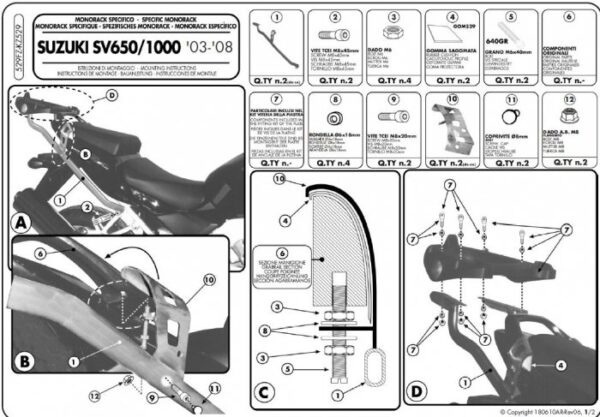 Kappa KZ529 Stelaż centralny Suzuki Sv 650 1000 Monorack