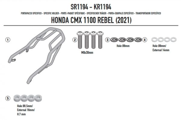 KAPPA STELAŻ KUFRA CENTR MONOKEY, LOCK HONDA CMX11