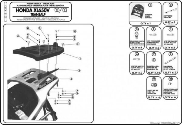 GIVI E213 ADAPTER HONDA XL 650V TRANSALP '00-07