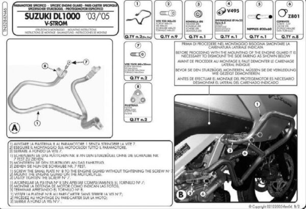 Kappa KN46 Osłony Silnika Suzuki Klv 1000 (04 > 09)