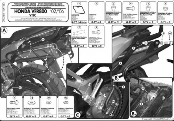 Kappa KLX166 stelaż boczny v35 VFR 800 VTEC (02>11)