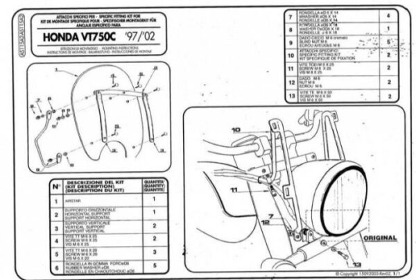 Kappa AS115A2 MOC. SZYBY HONDA VT 750 C Shadowv (99-02)