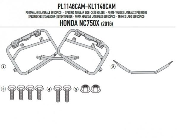 KAPPA KL1146 CAMSTELAŻ KUFRÓW HONDA NC 750 S 16-19