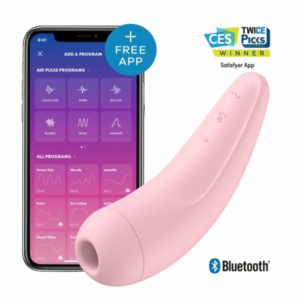 Bezdotykowy Stymulator Łechtaczki z Wibracjami Satisfyer Curvy 2+ Różowy | 100% ORYGINAŁ| DYSKRETNA PRZESYŁKA