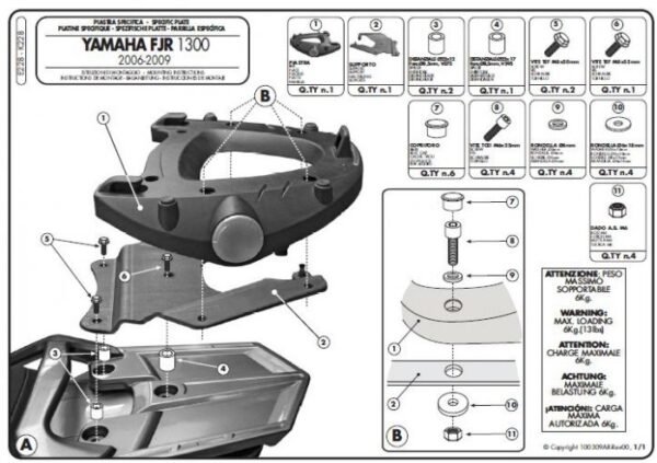 Stelaż centralny GIVI E228 do FJR 1300 (06-16)