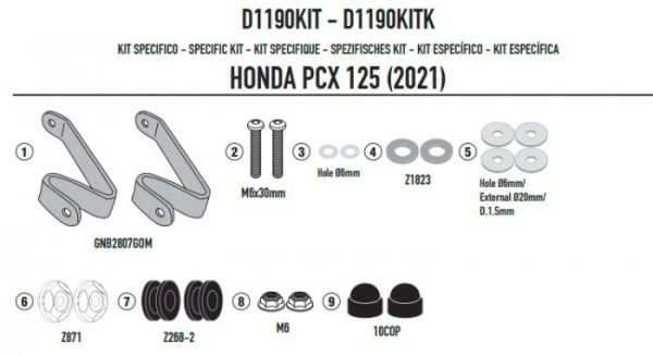 GIVI MOCOWANIE SZYBY 1190DT HONDA PCX 125 21 > 22