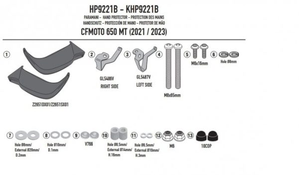 GIVI DODATKOWE HANDBARY CFMOTO 650 MT 21 > 23