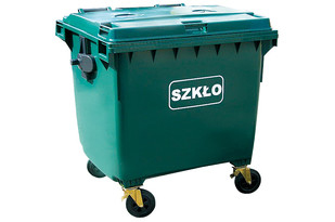 Pojemnik 4-kołowy do segregacji 1100L Szkło