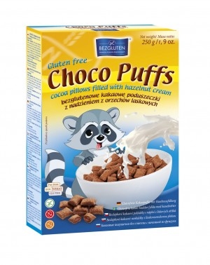 Choco Puffs - kakaowe poduszeczki z nadzieniem orzechów laskowych 250g