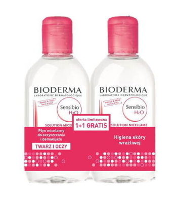 BIODERMA Sensibio H2O Płyn micelarny do oczyszczania twarzy DUOPACK 2 x 250ml