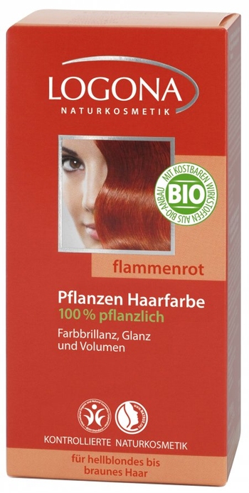 Logona Roślinna farba do włosów płomienna czerwień  henna