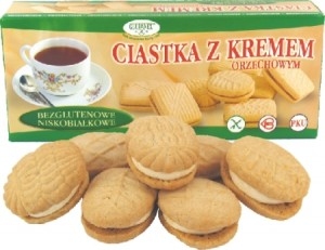Ciastka z kremem orzechowym PKU 110g
